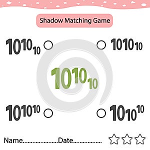 Find number 10 Correct Shadow Find And Match Correct Shadow Of Friut. Kids Educational Game. Printable Worksheet Illustration