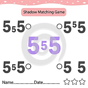 Find number 5 Correct Shadow Find And Match Correct Shadow Of Friut. Kids Educational Game. Printable Worksheet Illustration