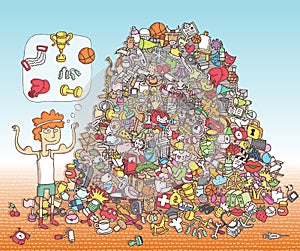 Find Objects Visual Game. Solution in hidden layer!