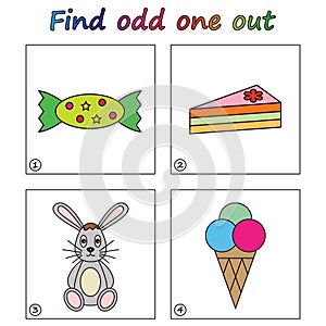 Find odd one out - game for kids.