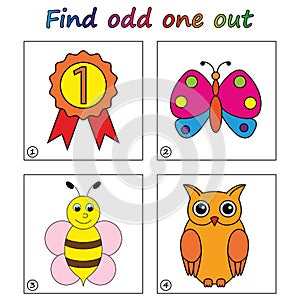 Find odd one out - game for kids. Worksheet.