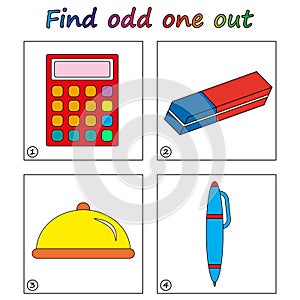 Find odd one out - game for kids. Worksheet.