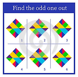 Find the odd one out. Logic puzzle for children.