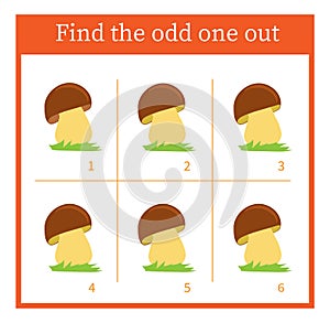 Find the odd one out. Logic puzzle for children. Printable worksheet.