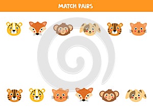Find pair to each animal. Logical game for children.