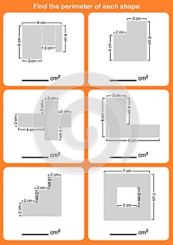 Find the perimeter of each shape -  measurement of space inside an object