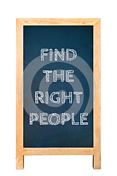 Find the right people text message on wood frame board