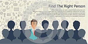 Find the right person for the job concept. Hiring and recruiting new employees