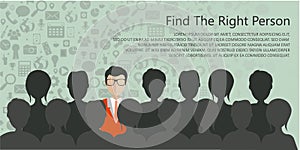 Find the right person for the job concept. Hiring and recruiting new employees