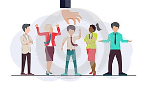 Find the right person for the job concept. Hiring and recruiting new employees. Flat vector