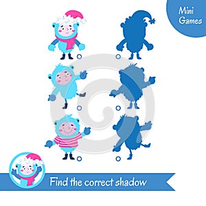 Find the right shadow. Educational game for preschool children.