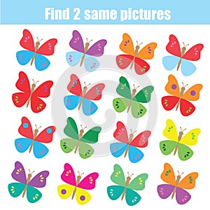 Find the same pictures children educational game. Animals theme