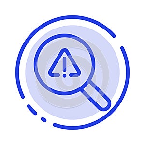 Find, Search, View, Error Blue Dotted Line Line Icon