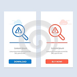 Find, Search, View, Error  Blue and Red Download and Buy Now web Widget Card Template