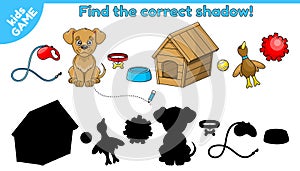 Find the shadow of cartoon dog and accessories