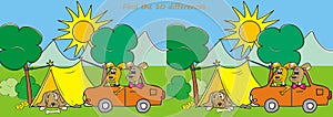 Find the ten differences - dogs and tent