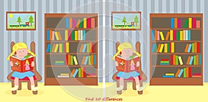 Find ten differences, girl in the library, eps.