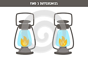 Find three differences between two cartoon lanterns.