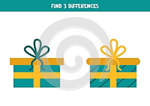 Find three differences between two Christmas presents.