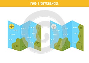 Find three differences between two navigation maps.