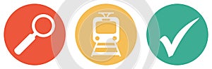 Find Trains - Colorful Banner with 3 Buttons