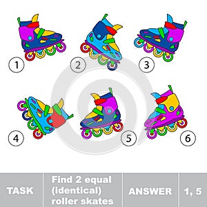 Find two equal identical roller skates.