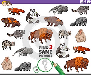 Find two same animal characters game for kids