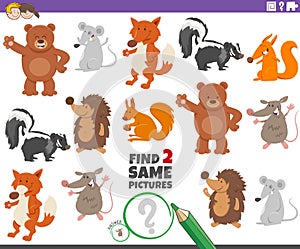 Find two same animals educational task for children