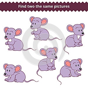 Find two the same pictures, game for children, mouse