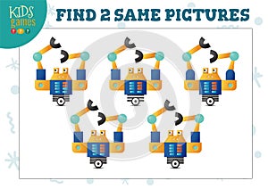 Find two same pictures kids game vector illustration