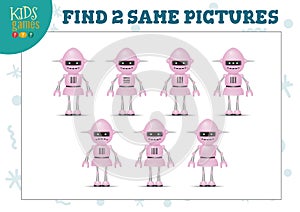 Find two same pictures kids game vector illustration