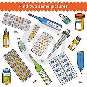 Find two same pictures. Medical color set