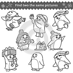 Find two the same pictures, set of penguins