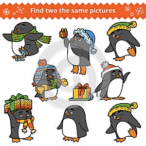Find two the same pictures, set of penguins