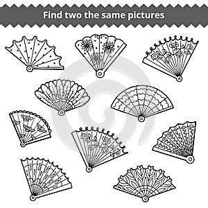 Find two the same pictures, vector set of fans