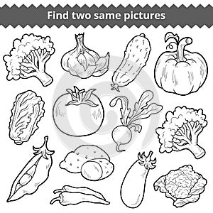 Find two same pictures. Vector set of vegetables