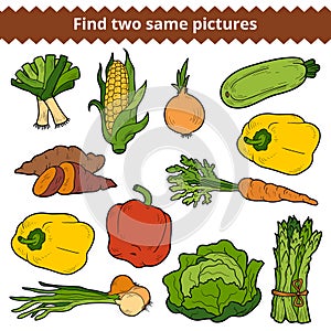 Find two same pictures. Vector set of vegetables