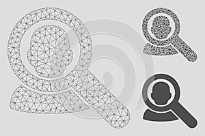 Find User Vector Mesh Carcass Model and Triangle Mosaic Icon