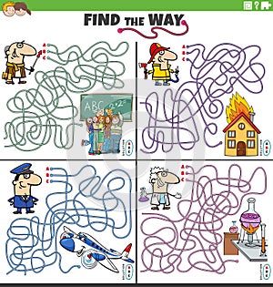 find the way maze games set with people and their occupations