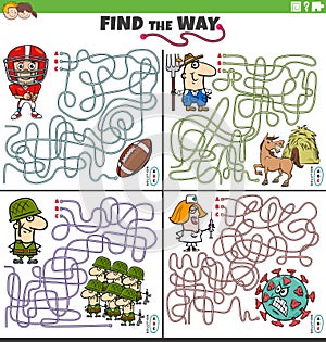 find the way maze games set with people and their occupations