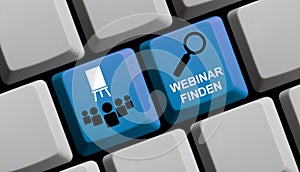Find Webinar online german - Computer keyboard 3d illustration