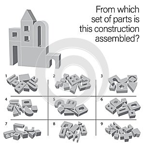 Find which set of parts is this construction assembled