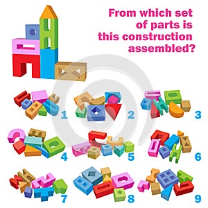 Find which set of parts is this construction assembled. Task for Attentiveness