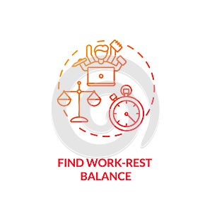 Find work rest balance red gradient concept icon