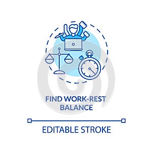 Find work rest balance turquoise concept icon