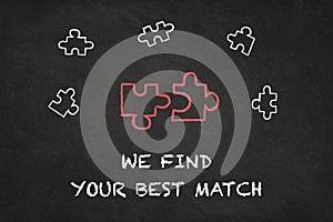 `We find your best match` text with puzzle pieces