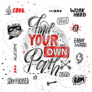 Find Your Own Path Poster Vector Illustration