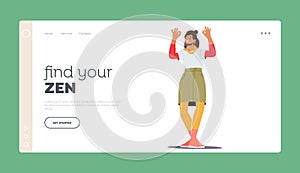 Find your Zen Landing Page Template. Happy Female Character Show Ok Symbol, Woman Show Positive Gesture Illustration