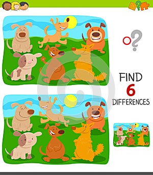 Finding differences game with cute dogs