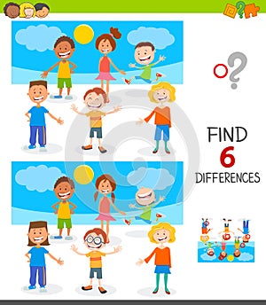 Finding differences game with happy children